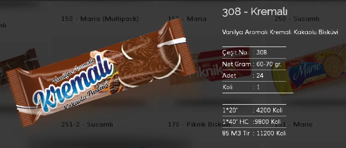 Bolachas & Wafers Cobertos com Chocolate Palmiye Modelo 21 — Alimentos, Leguminosas e Bens de Grande Consumo | COIDET & ATC