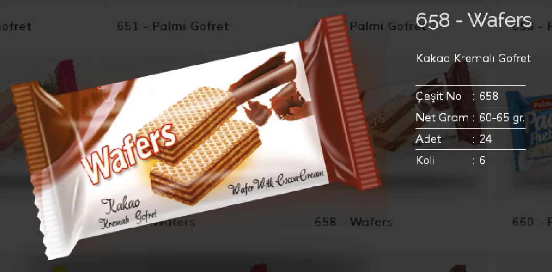 Bolachas & Wafers Cobertos com Chocolate Palmiye Modelo 39 — Alimentos, Leguminosas e Bens de Grande Consumo | COIDET & ATC
