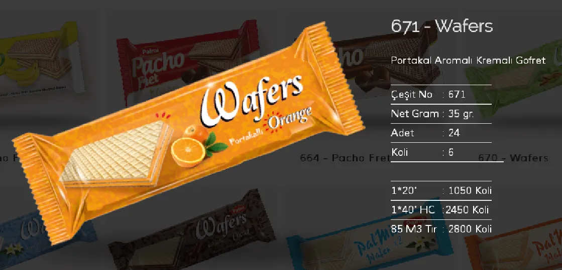 Bolachas & Wafers Cobertos com Chocolate Palmiye Modelo 18 — Alimentos, Leguminosas e Bens de Grande Consumo | COIDET & ATC