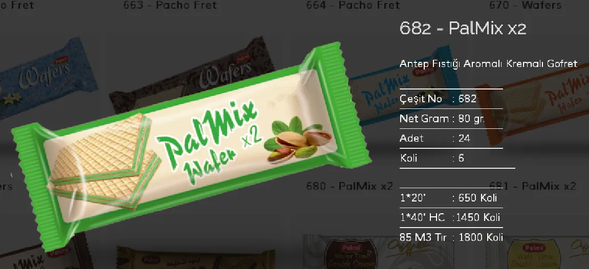 Bolachas & Wafers Cobertos com Chocolate Palmiye Modelo 76 — Alimentos, Leguminosas e Bens de Grande Consumo | COIDET & ATC