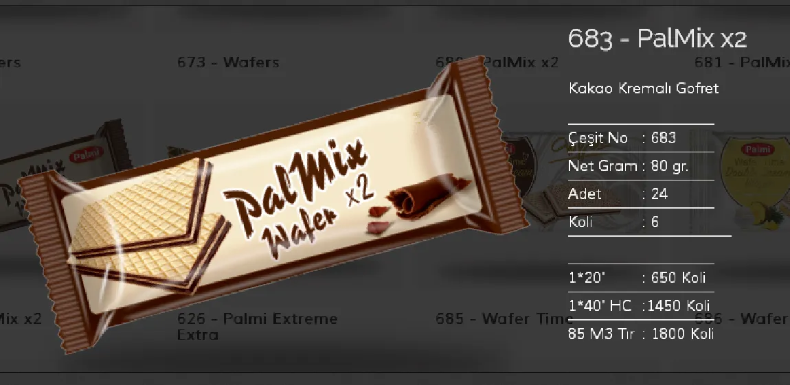Bolachas & Wafers Cobertos com Chocolate Palmiye Modelo 12 — Alimentos, Leguminosas e Bens de Grande Consumo | COIDET & ATC