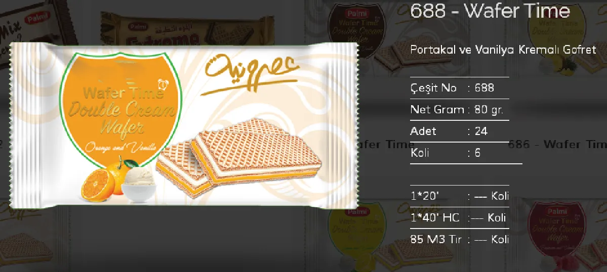 Bolachas & Wafers Cobertos com Chocolate Palmiye Modelo 146 — Alimentos, Leguminosas e Bens de Grande Consumo | COIDET & ATC