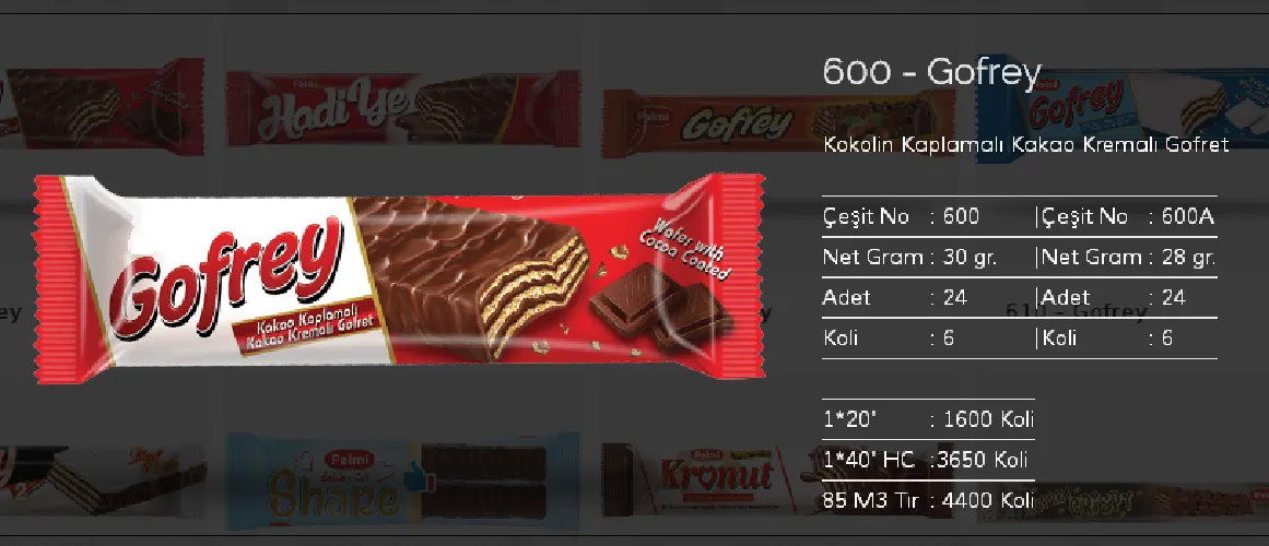 Bolachas & Wafers Cobertos com Chocolate Palmiye Modelo 70 — Alimentos, Leguminosas e Bens de Grande Consumo | COIDET & ATC
