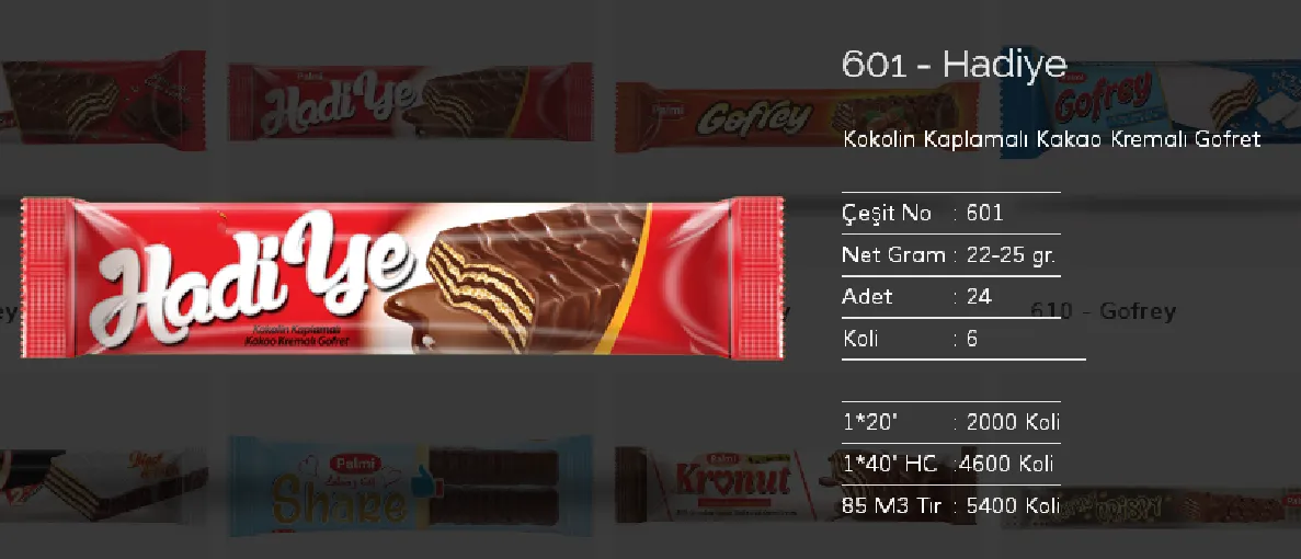 Bolachas & Wafers Cobertos com Chocolate Palmiye Modelo 73 — Alimentos, Leguminosas e Bens de Grande Consumo | COIDET & ATC