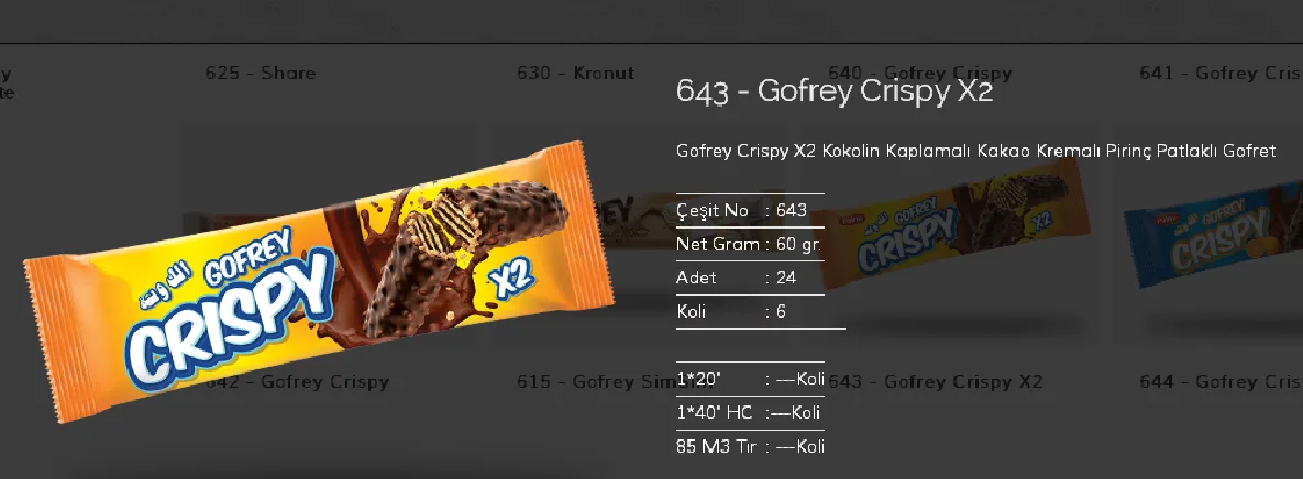 Bolachas & Wafers Cobertos com Chocolate Palmiye Modelo 3 — Alimentos, Leguminosas e Bens de Grande Consumo | COIDET & ATC
