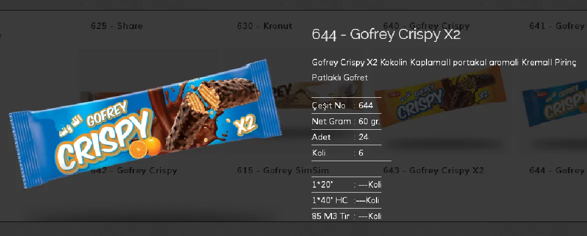Bolachas & Wafers Cobertos com Chocolate Palmiye Modelo 129 — Alimentos, Leguminosas e Bens de Grande Consumo | COIDET & ATC