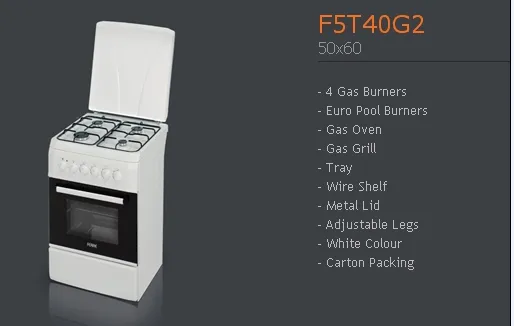 Cuisinière Solo à Gaz 4 Feux avec Gril (GPL/Gaz Naturel) Modèle 173 — Gros Électroménager, Froid & Électronique Grand Public | COIDET & ATC