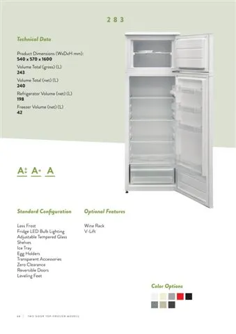 Réfrigérateur Deux Portes No-Frost Export (Climat Tropical) Modèle 54 — Gros Électroménager, Froid & Électronique Grand Public | COIDET & ATC